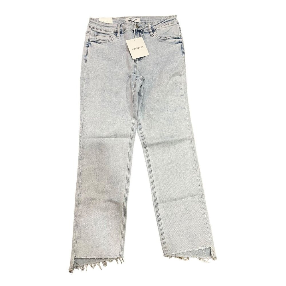 Lovervet Lt. blue‎ denim High Rise Slim Straight Raw Hem Jeans